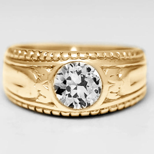 Handgemachter Edler Diamant Herrenring 2 Karat – Frontansicht