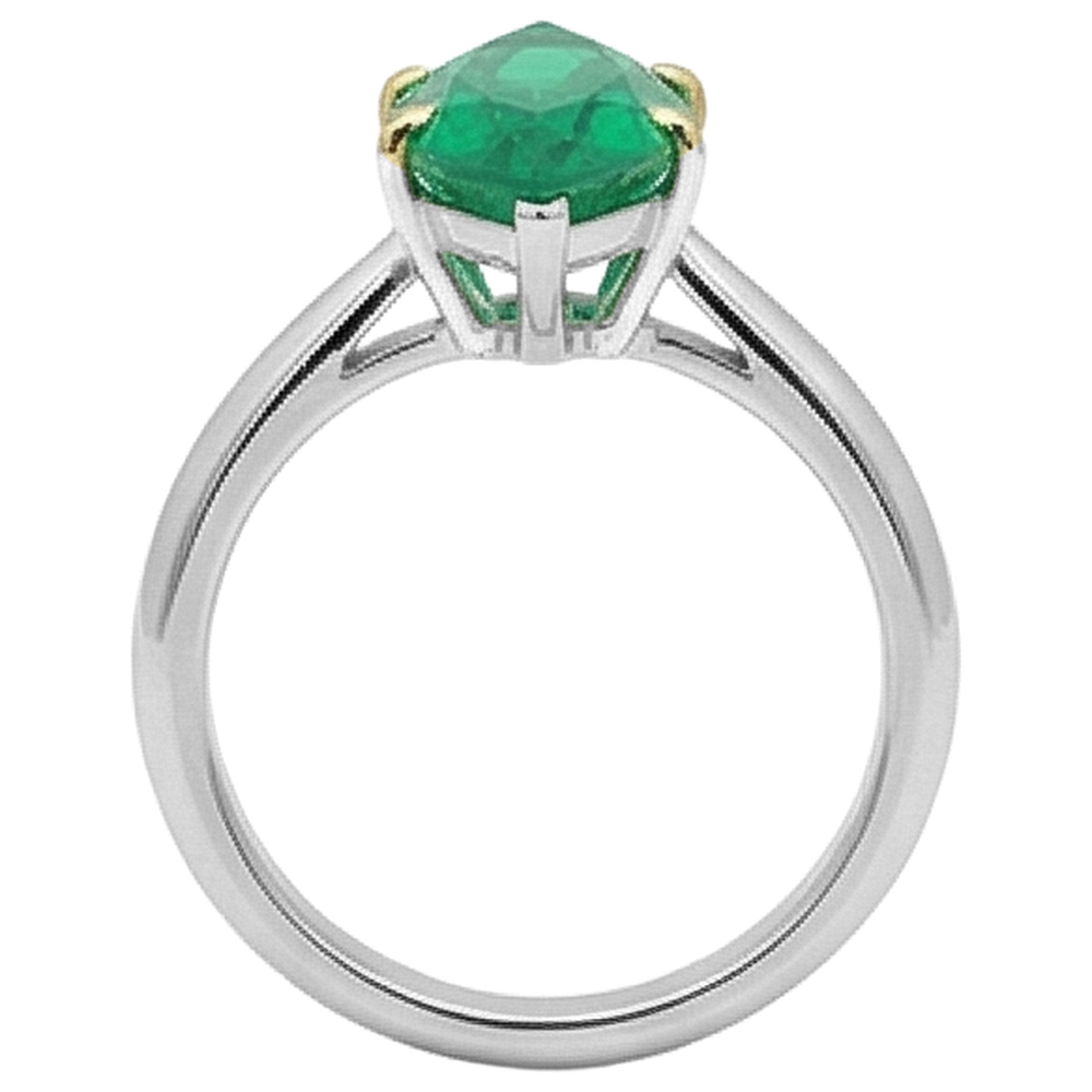 Marquise Edler Smaragd Ring in Zweifarbiges 14K Gold – Draufsicht