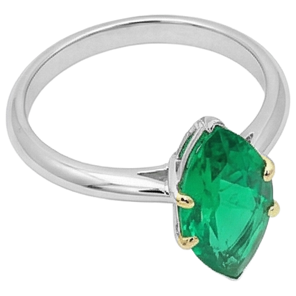 Designer Edler Smaragd Farbstein-Ring 3 Karat – Schrägansicht