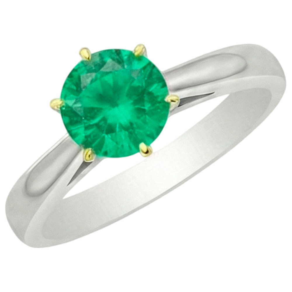 Kolumbianischer Smaragd Schmuckstein-Ring 2,50-Karat Zweifarbiges 14K Gold – Seitenansicht