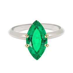 Zweifarbiges 14K Gold GIA-Geprüft Edler Smaragd Farbstein-Ring 3