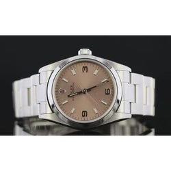 Mittelgroße 31-mm-Rolexdatejust-Uhr mit glatter Lünette und rosafarbenem Zifferblatt