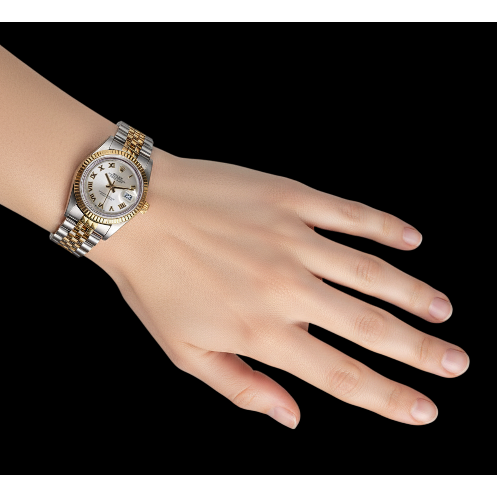 Mittelgroße Datejust 31 mm Rolex-Uhr aus Edelstahl und goldenem Jubiläumsarmband P7