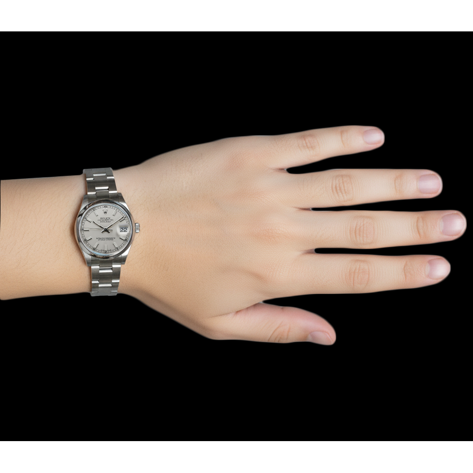 Mittelgroße Datejust Rolex 31 mm Uhr, Lünette glatte, Edelstahlarmband P7