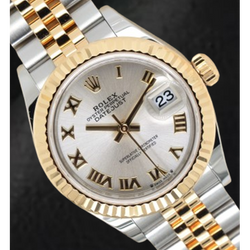 Mittelgroße Datejust 31 mm Rolex-Uhr aus Edelstahl und goldenem Jubiläumsarmband