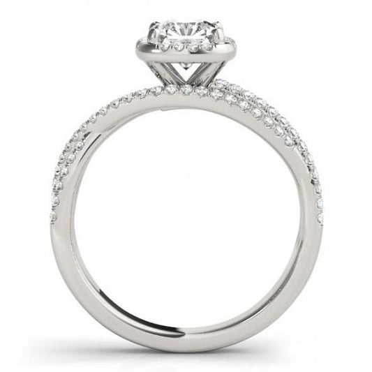 Mittelkissen Echt Diamant Halo Verlobungsring 1,74 ct. Weißgold 14K