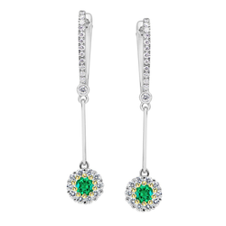 Edler Smaragd Gemstone Earring 1 Karat F/VS1 – Zweifarbiges 14K