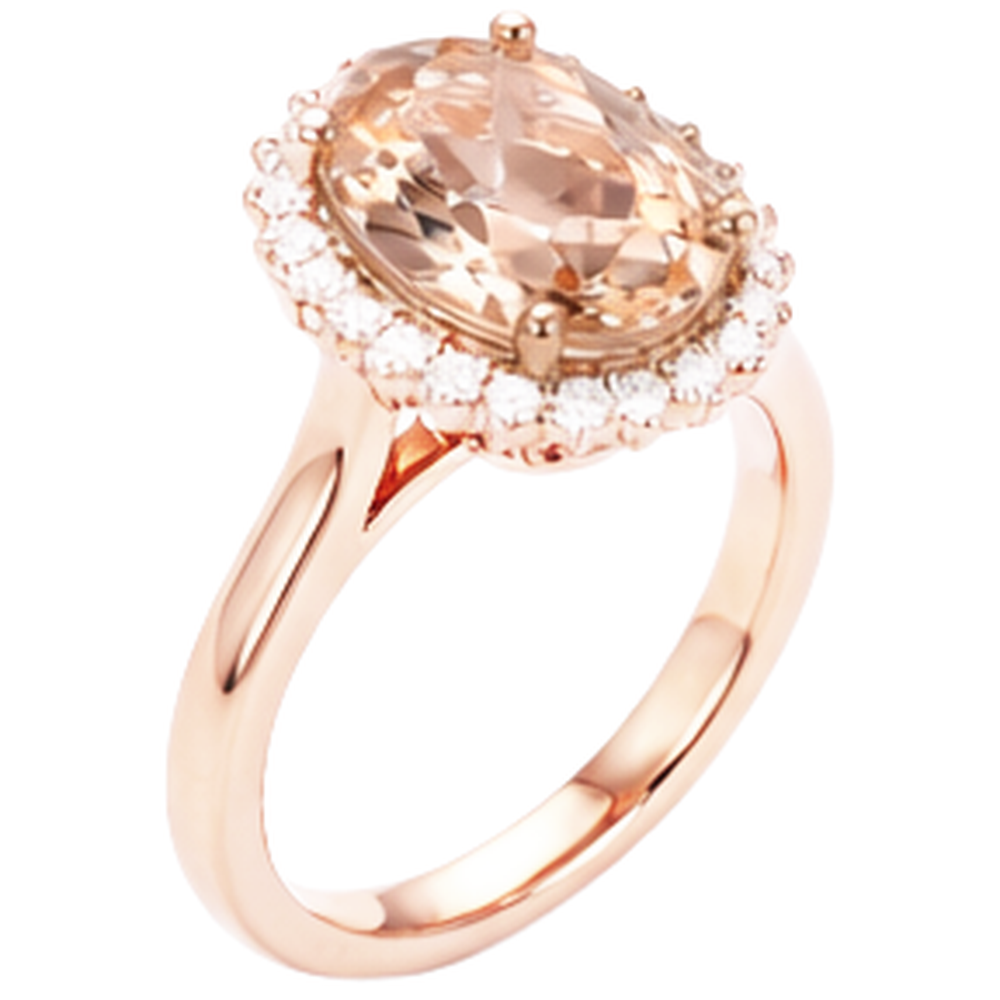 Morganit mit Aus der Erde Abgebauter Natürlicher Diamanten 11,75 Karat Ehering Roségold 14K Neu