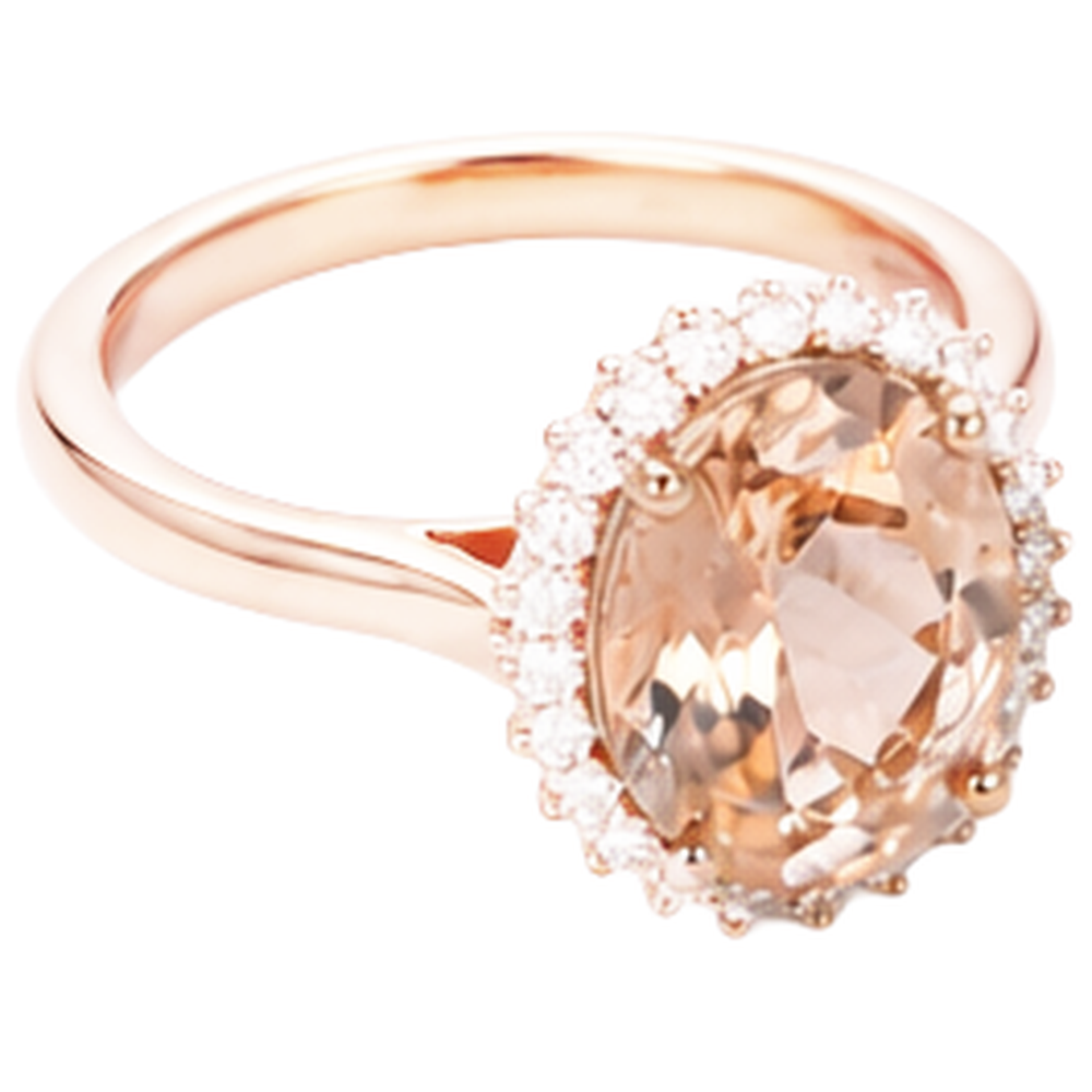 Morganit mit Aus der Erde Abgebauter Natürlicher Diamanten 11,75 Karat Ehering Roségold 14K Neu