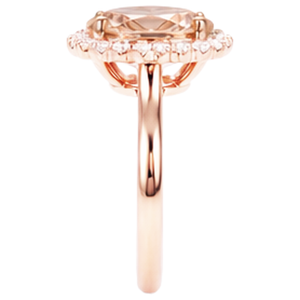 Morganit mit Aus der Erde Abgebauter Natürlicher Diamanten 11,75 Karat Ehering Roségold 14K Neu