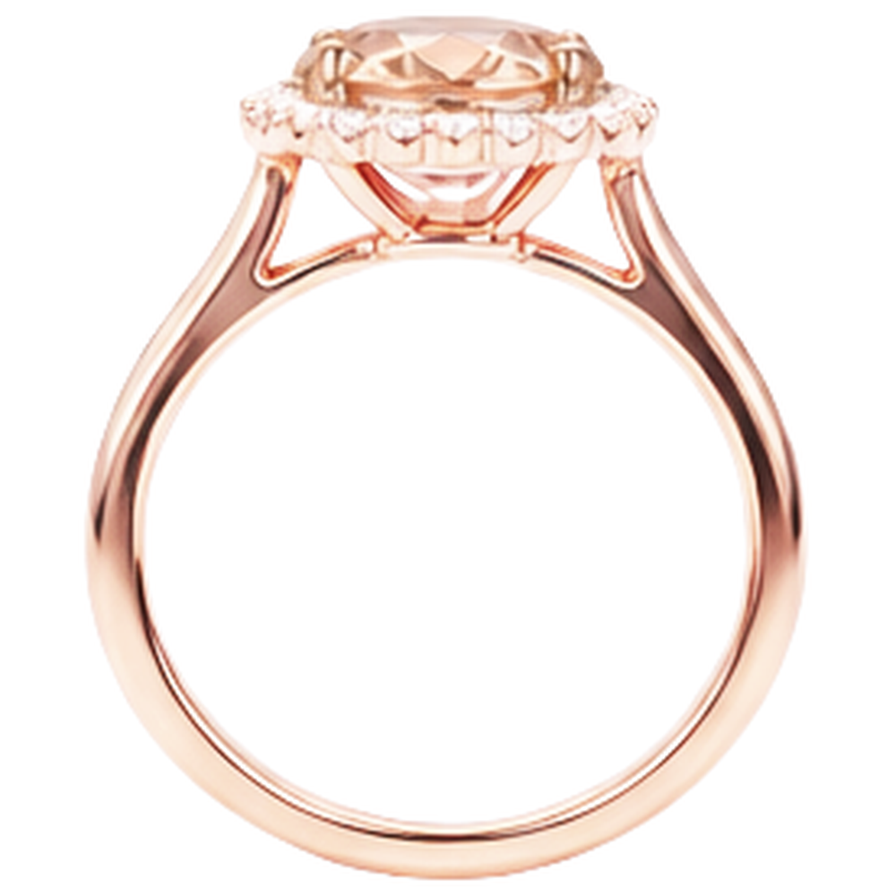 Morganit mit Aus der Erde Abgebauter Natürlicher Diamanten 11,75 Karat Ehering Roségold 14K Neu