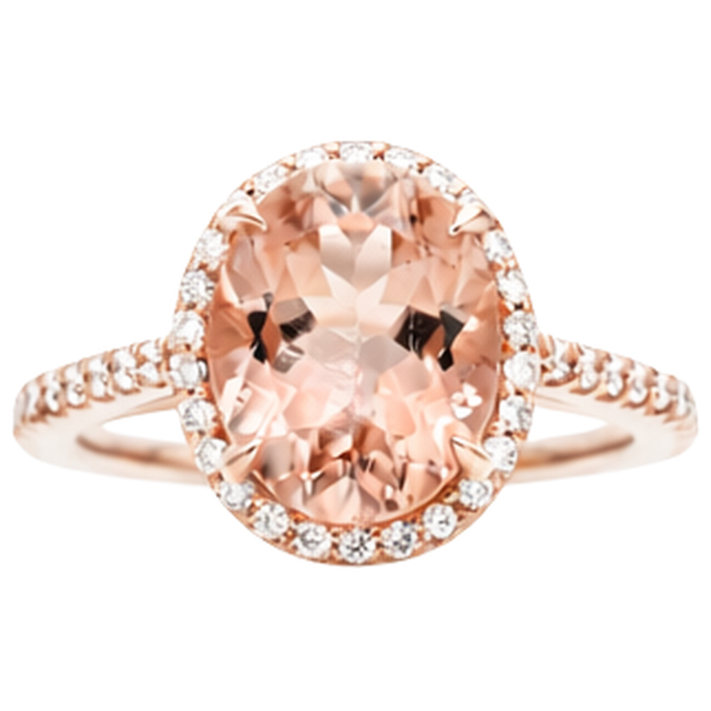 Morganit mit Aus der Erde Abgebauter Natürlicher Diamanten 27.50 Karat Ring Roségold 14K