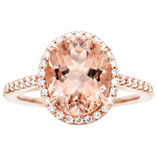 Morganit mit Aus der Erde Abgebauter Natürlicher Diamanten 27.50 Karat Ring Roségold 14K