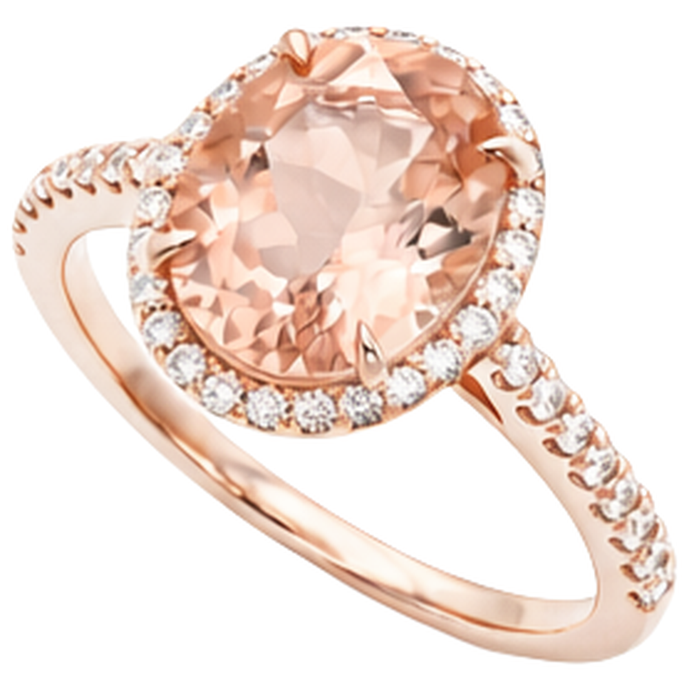 Morganit mit Aus der Erde Abgebauter Natürlicher Diamanten 27.50 Karat Ring Roségold 14K