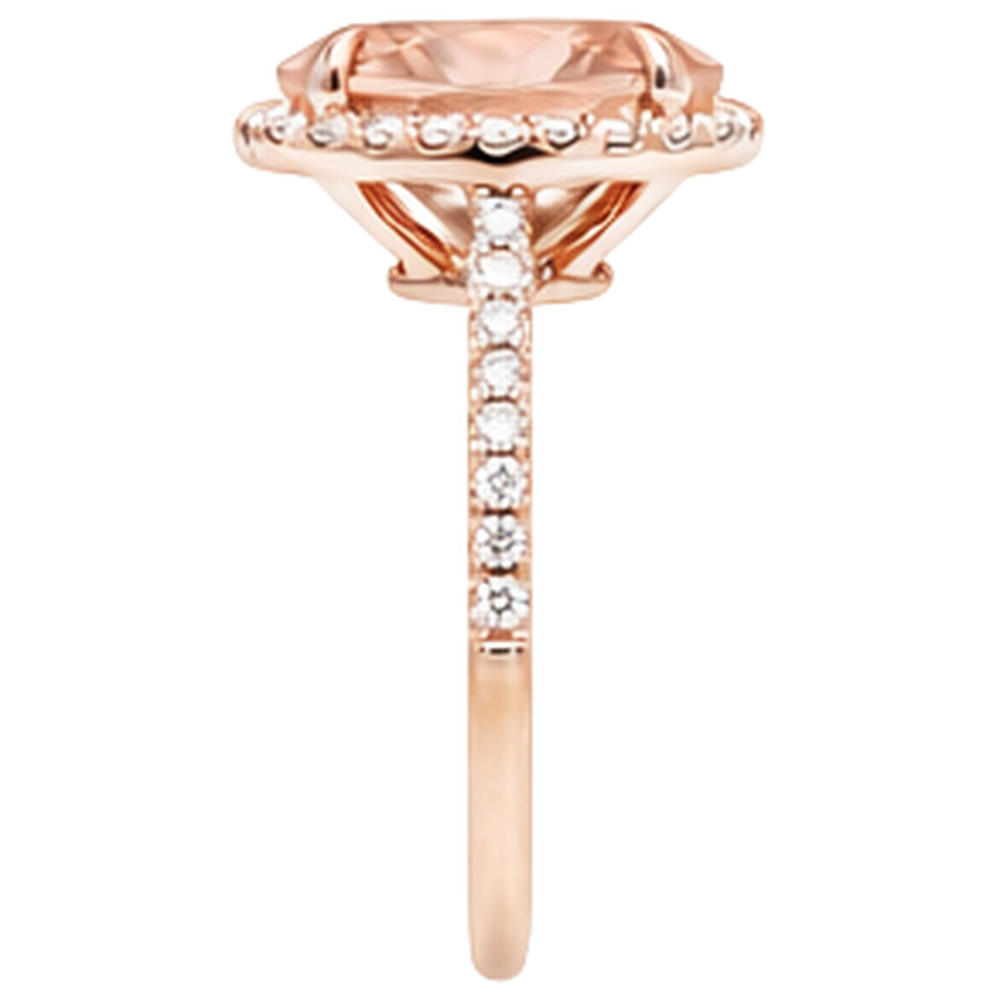 Morganit mit Aus der Erde Abgebauter Natürlicher Diamanten 27.50 Karat Ring Roségold 14K