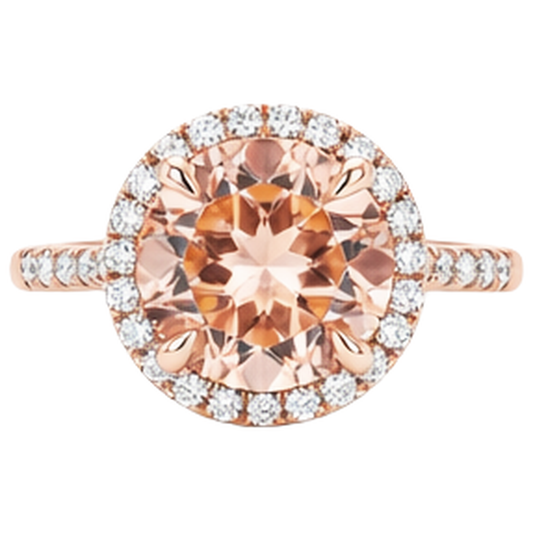 Morganit und Aus der Erde Abgebauter Natürlicher Diamanten Rundschliff 11,50 ct Ring Roségold 14K