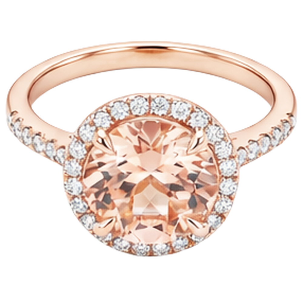 Morganit und Aus der Erde Abgebauter Natürlicher Diamanten Rundschliff 11,50 ct Ring Roségold 14K