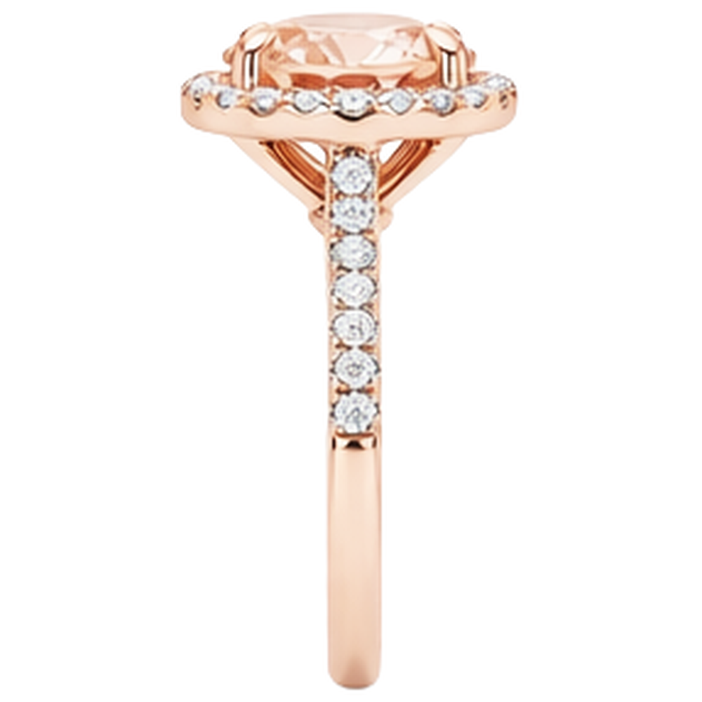 Morganit und Aus der Erde Abgebauter Natürlicher Diamanten Rundschliff 11,50 ct Ring Roségold 14K