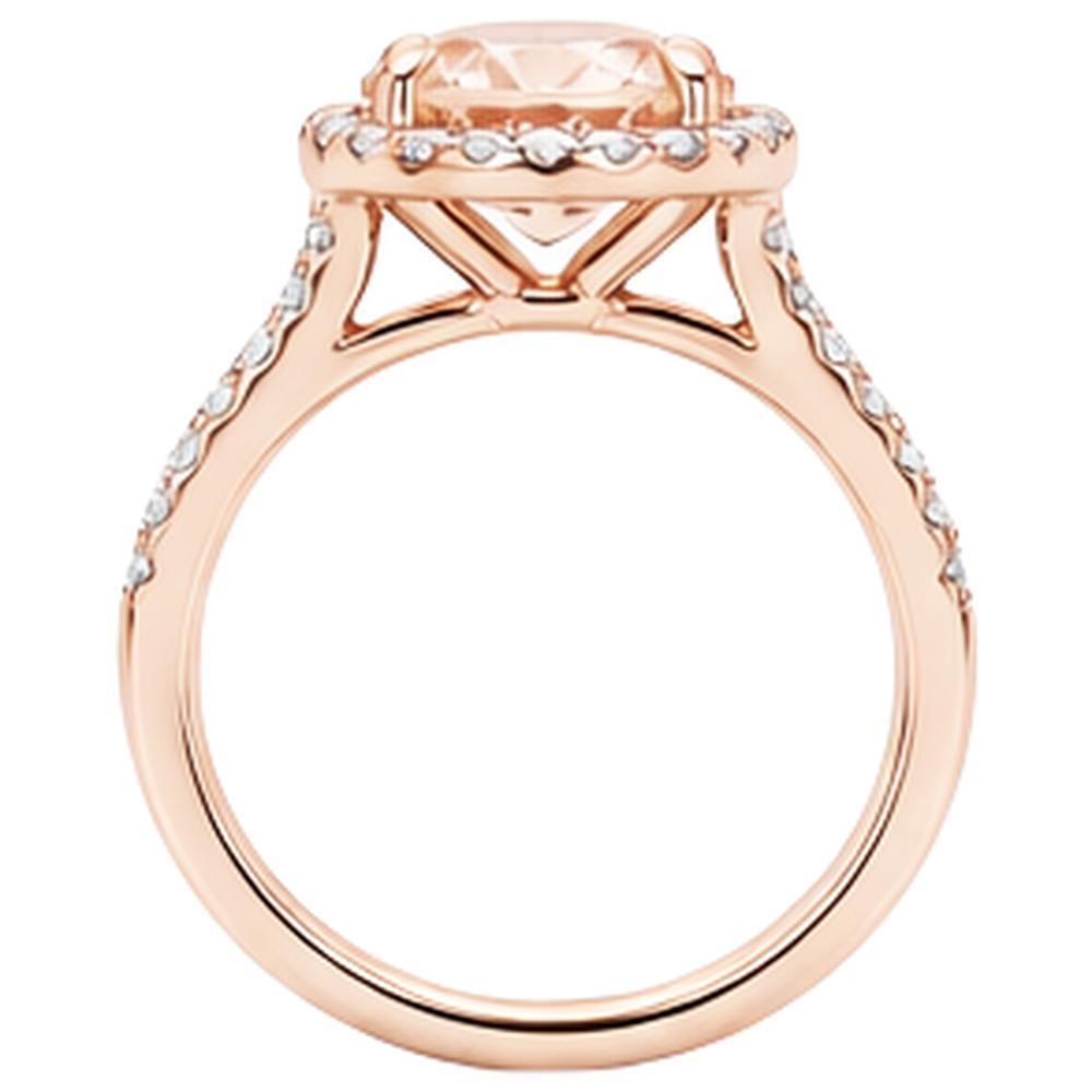 Morganit und Aus der Erde Abgebauter Natürlicher Diamanten Rundschliff 11,50 ct Ring Roségold 14K