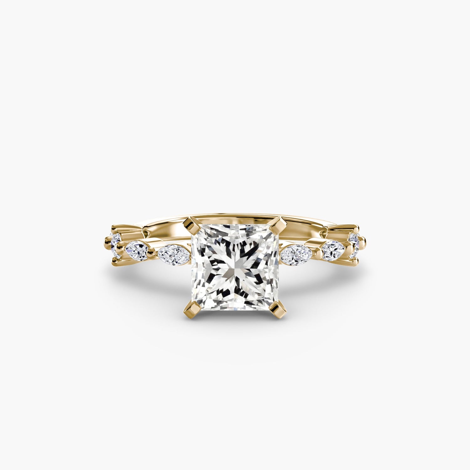 Schmuckstein Rund-Brillant Setting in Gold – Seitenansicht