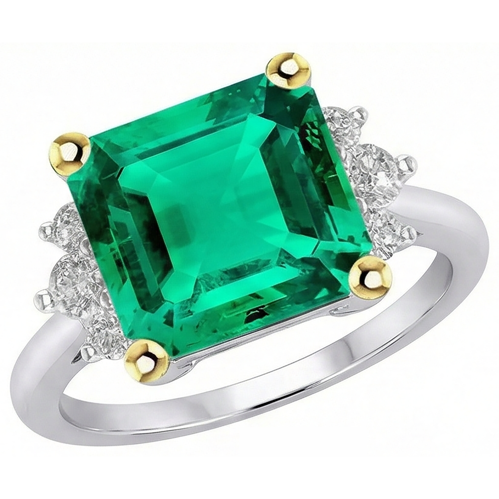 Exquisiter Edler Smaragd Farbstein-Ring 5 Karat – Frontansicht