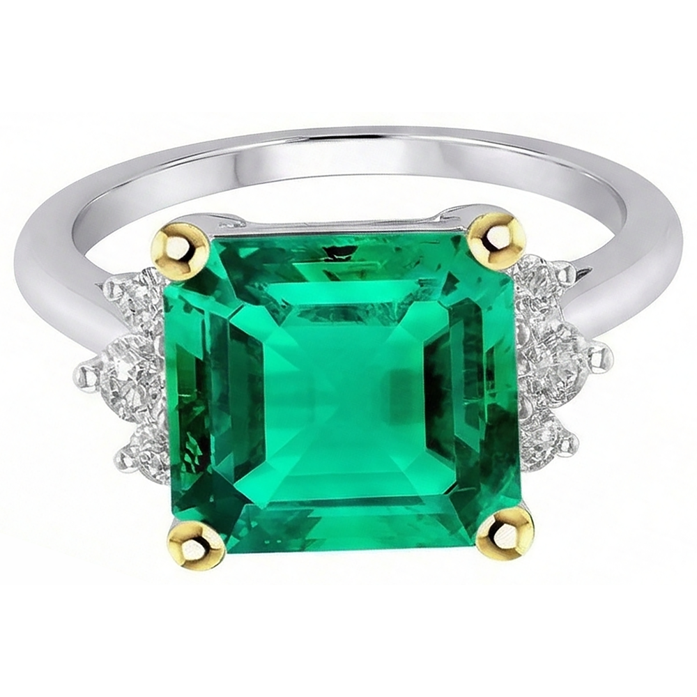 Exquisiter Edler Smaragd Farbstein-Ring 5 Karat – Seitenansicht