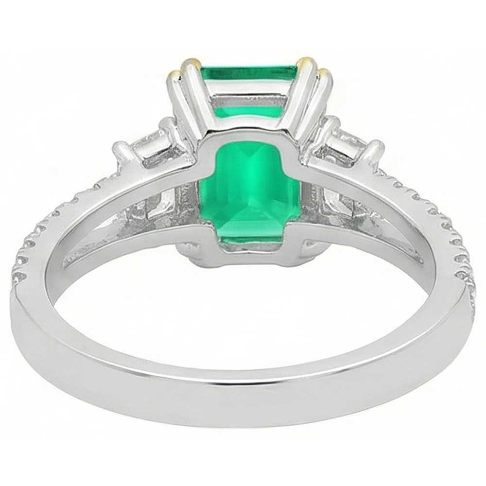 Edelstein-Ring Zweifarbiges 14K Gold mit Smaragd – Draufsicht