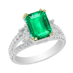 GIA-Zertifiziert Smaragd Edelstein-Ring 2 Karat – Zweifarbiges