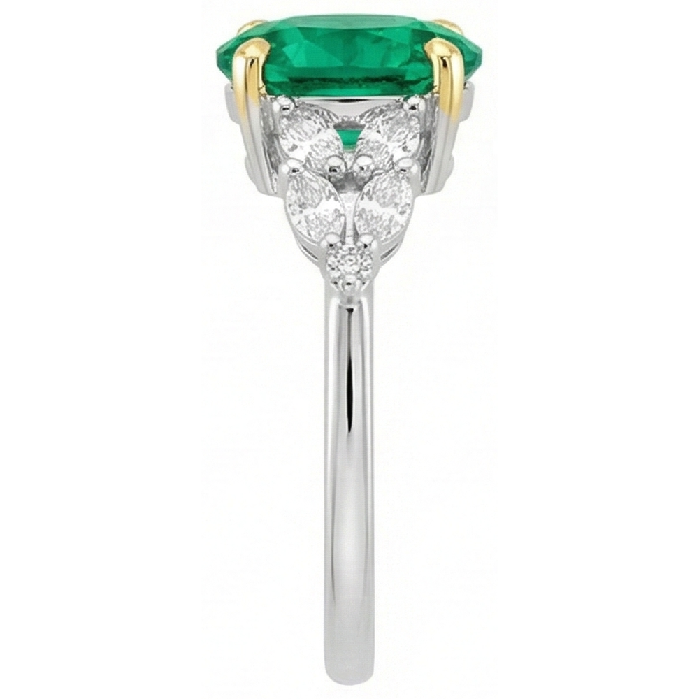 Oval-Schliff Kolumbianischer Smaragd Ring in Bicolor 14K Gold – Hauptansicht