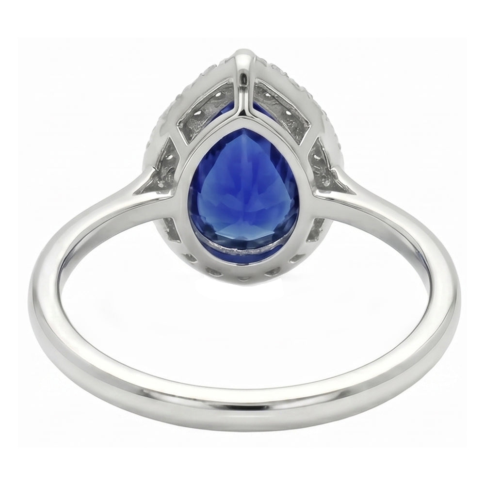 Kornblumenblauer Saphir Farbstein-Ring 2-Karat 14K Weißgold – Profilansicht