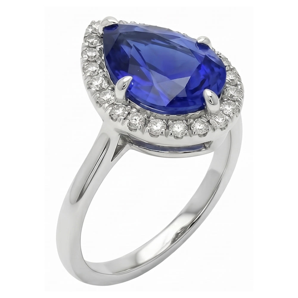 Authentischer Kornblumenblauer Saphir Farbstein-Ring – Hauptansicht