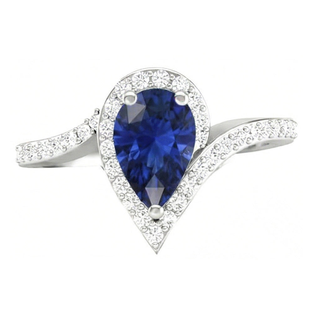 Royalblauer Saphir Edelstein-Ring 3-Karat 14K Weißgold – Seitenansicht