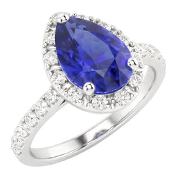 Kornblumenblauer Saphir im Tropfen-Schliff Farbstein-Ring 2,50
