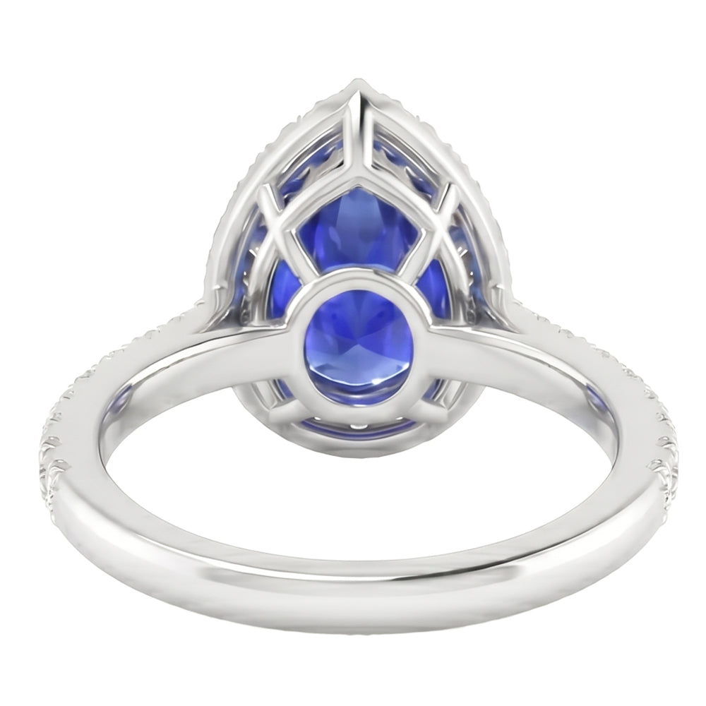 Kornblumenblauer Saphir Farbstein-Ring 2,50-Karat 14K Weißgold – Profilansicht