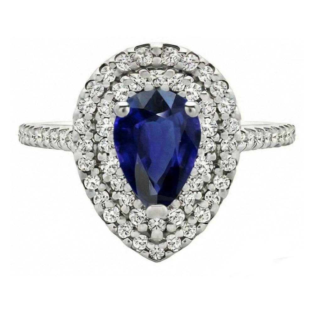 Royalblauer Saphir Edelstein-Ring 3,50-Karat 14 Karat Weißgold – Frontansicht