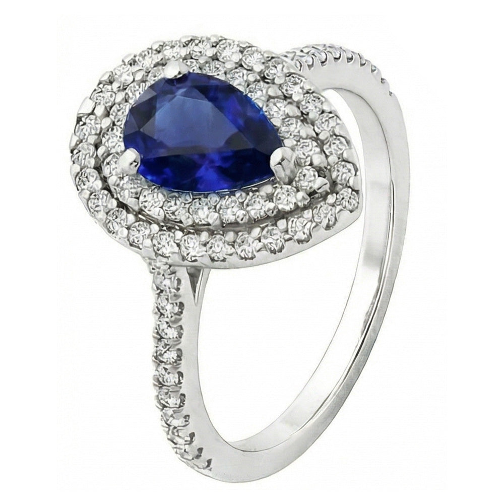 Echter Royalblauer Saphir Edelstein-Ring – Schrägansicht