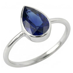1,50 Karat Royalblauer Saphir Farbstein-Ring in 14K Weißgold