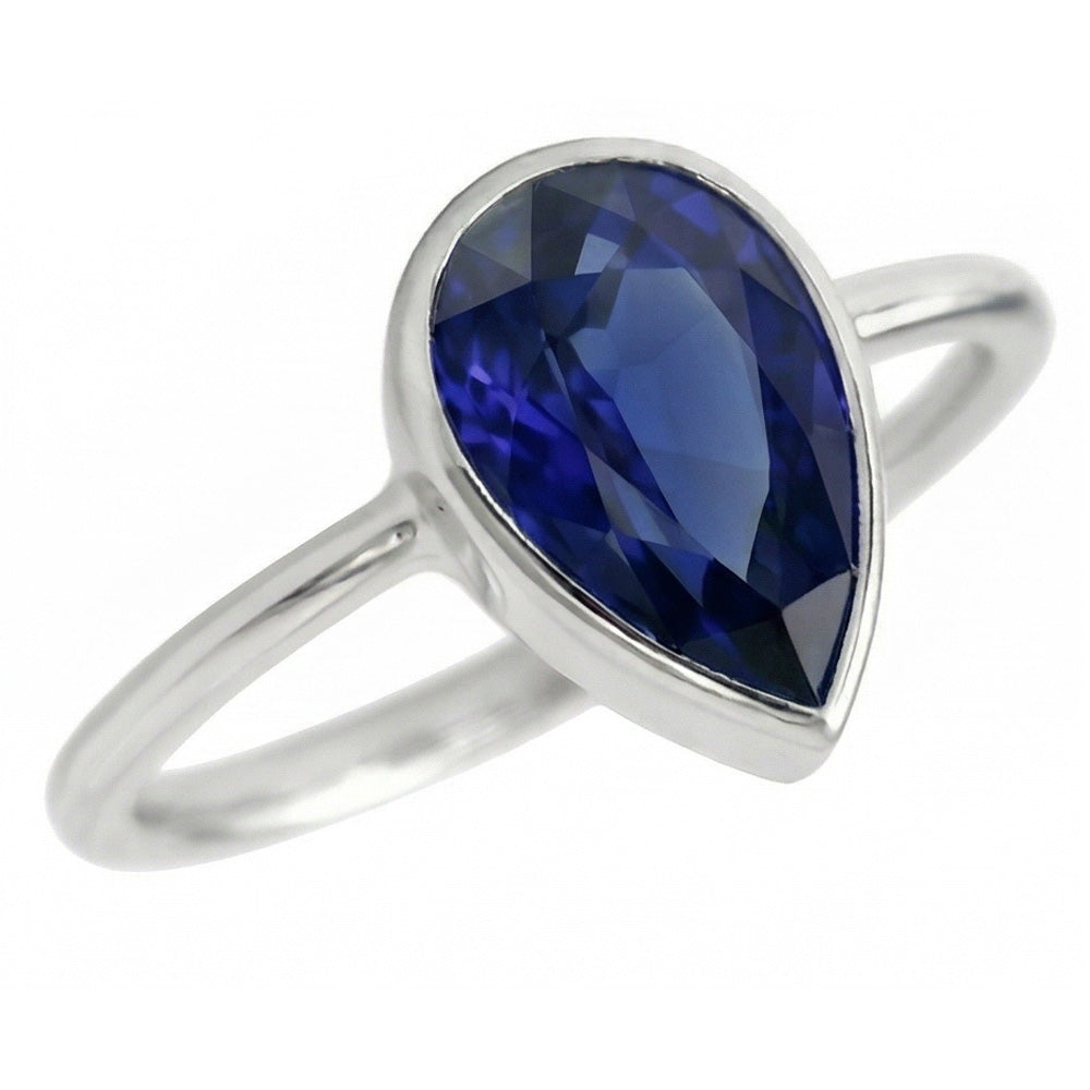 Royalblauer Saphir Farbstein-Ring 1,50-Karat 14K Weißgold – Seitenansicht