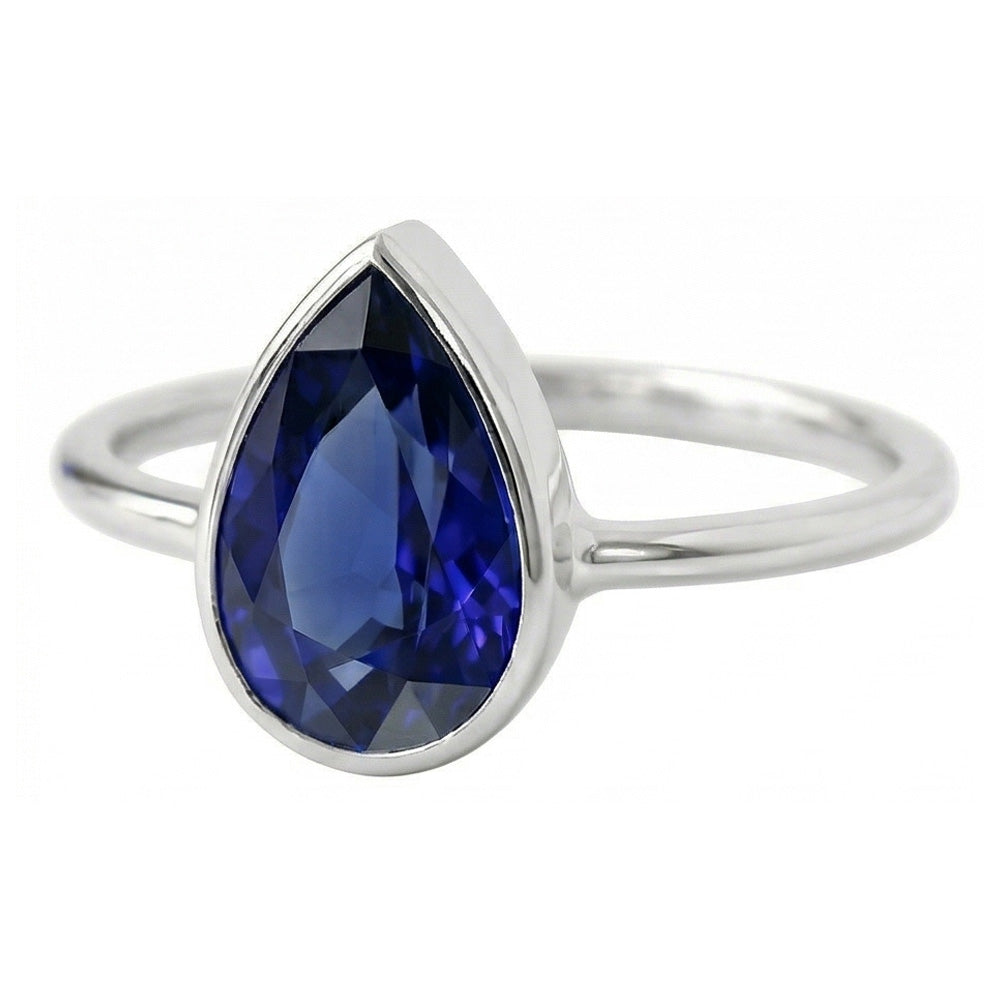 Naturreiner Royalblauer Saphir Farbstein-Ring 1,50 Karat 14K Weißgold – Schrägansicht