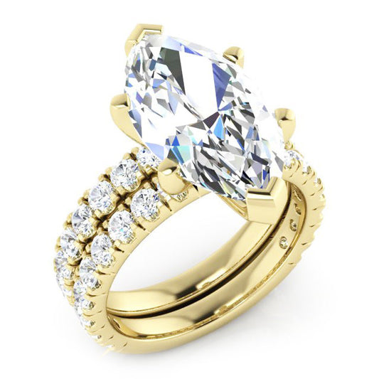 Natürlich Aus der Erde Abgebauter Natürlicher Diamant Marquise Pflaster Ring Und Band Set