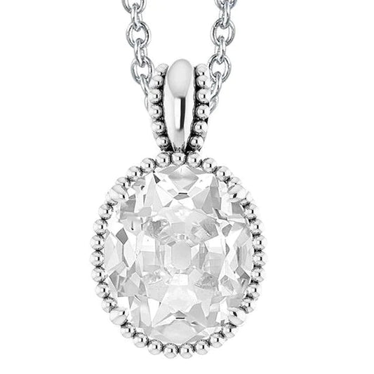 Natürlich Diamant Anhänger Halskette Oval Old Mine Cut 5 Karat Damen Schmuck 14K