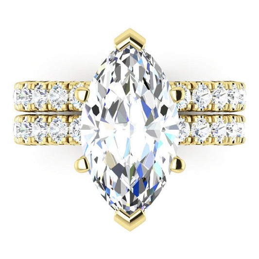 Natürlich Diamant Marquise Pflaster Ring Und Band Set
