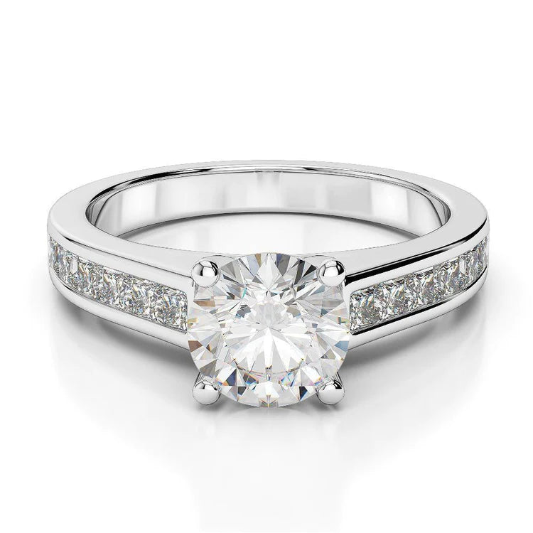 Natürlich Diamant-Verlobungsring mit Akzenten 2,75 Karat Weißgold 14K