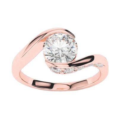 Natürlich Diamantring Roségold 3.10 Karat Twisted Shank Damen Schmuck Neu