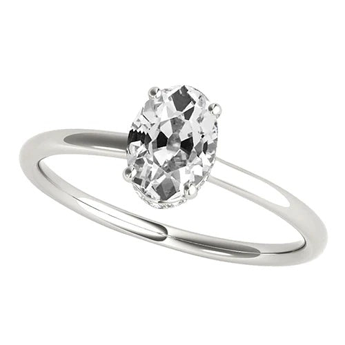 Natürliche 2 ct ovaler Diamant-Solitär-Ehering