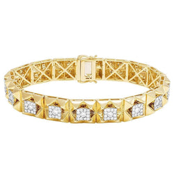 Natürliche 5 Karat Diamant Quadrat Herren Armband Gelbgold 14K