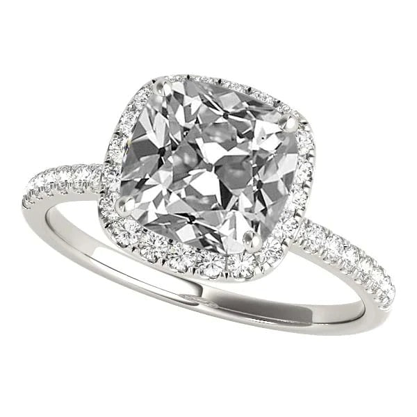 Natürliche 9ct Diamant-Halo-Ring im Kissenschliff