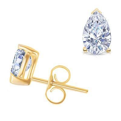 Natürliche Damen Diamant Ohrstecker Paar 1.50 ct. Gelbes Gold