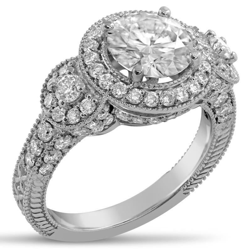 Natürliche Diamant-Halo-Ring im antiken Stil 3,60 Karat