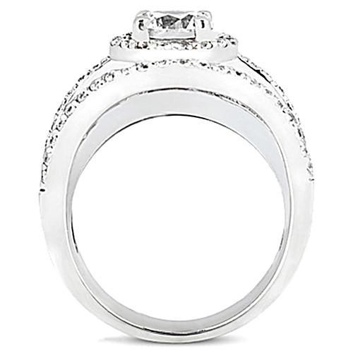 Natürliche Diamant Heiligenschein Ring Verlobungsring Weißgold 2.85 Karat